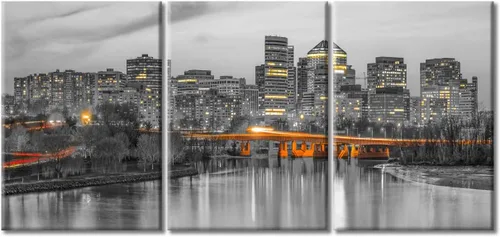 Vista 10 de TUMOVO Arte de pared en blanco y negro con paisaje urbano de Nueva York, decoración de pared de horizonte de Nueva York para sala de estar, puente
