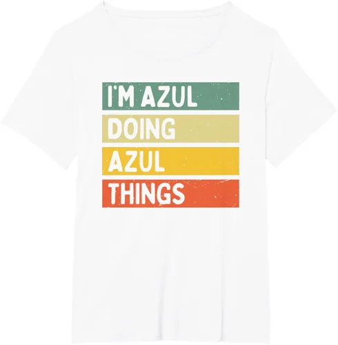 Vista 52 de Camiseta divertida con cita personalizada con texto en inglés "I'm Azul Doing Azul Things