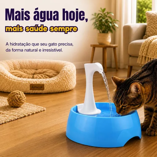 Vista 6 de Aqua First Pet Water Fountain – Automatic Water Dispenser for Dogs, Cats, and Small Pets – Indoor Hydration Bowl – 1.2L/42 fl oz – Blue