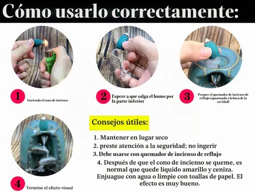 Vista 3 de 170 conos de incienso de reflujo, fuente de cascada de 7 aromas naturales mixtos para soporte de quemador