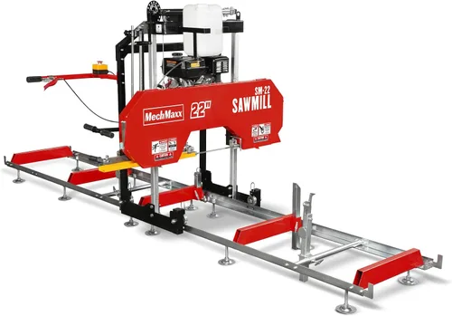 Vista 27 de MechMaxx Aserradero portátil de 18'', motor de gasolina DUCAR 212cc 7HP, ancho de tablero de 15'' y grosor de tablero de 7'', longitud de pista