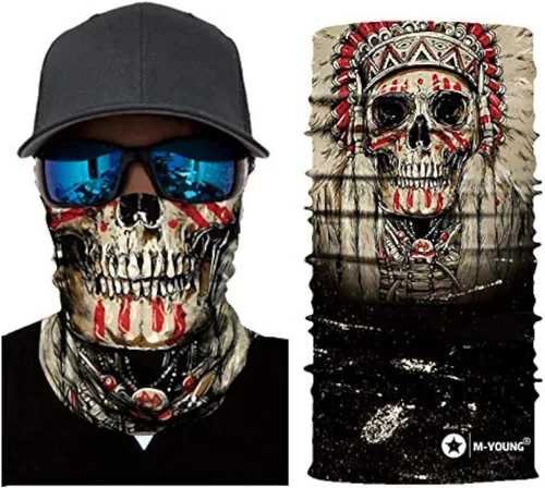 Vista 30 de Máscara de calavera, pañuelo para el cuello, gorro, bufanda mágica, diadema para protección de polvo, sol y viento My002