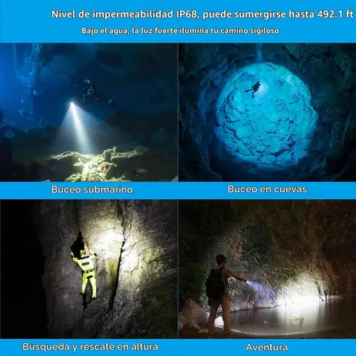 Vista 5 de orcatorch D520 linterna de buceo Luz 1000 lúmenes Submarino Luz 150M Equipo de buceo impermeable luces de seguridad para buceo, Luz de buceo