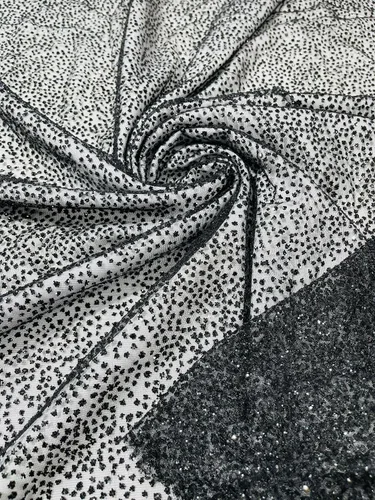 Vista 2 de New Creations Fabric & Foam Inc, brillo de tela con purpurina de tul grueso/brillo de tul para vestidos/tela de purpurina de malla/tela de Negro