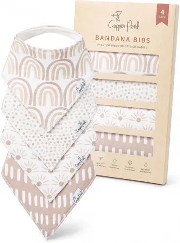 Vista 12 de Copper Pearl Baberos tipo bandana para bebé, paquete de 4 baberos de algodón suave para babear y dentición, absorbentes, ajuste ajustable, muchos