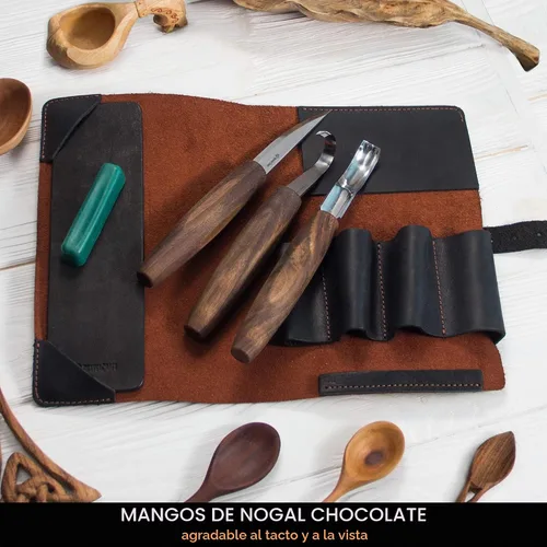 Vista 9 de BeaverCraft Kit de Herramientas para Tallar Cucharas de Madera S14x Deluxe - Juego de Herramientas de Tallado incluye Cuchillo de Tallado de Madera