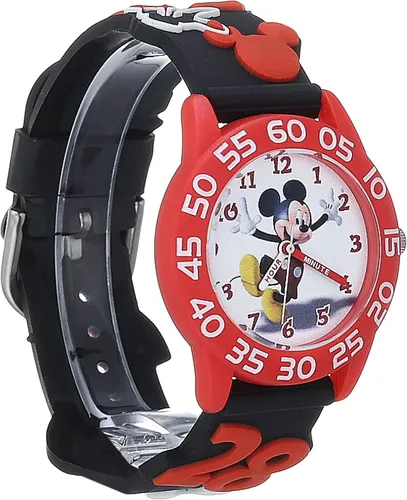Vista 3 de Disney Mickey Mouse Kids - Reloj analógico de cuarzo con correa 3D para niños, Negro, Reloj de cuarzo