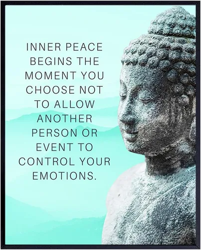 Vista 10 de Impresión artística de estatua de Buda del budismo ENMARCADA - Decoración de pared con cita zen inspiradora y motivacional para baño, hogar