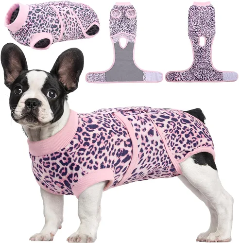 Vista 67 de Kuoser Traje de cirugía para perro, cómodo traje de recuperación para perras, mameluco protector posoperatorio, alternativa suave al cuello E