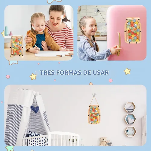 Vista 3 de Tarro de recompensa magnético personalizado con estrellas, tarro de recompensa para el aula para niños, tabla de comportamiento del sistema