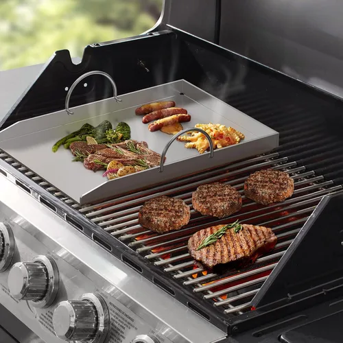 Vista 6 de Stanbroil Sartén de acero inoxidable con soporte de repuesto para parrillas Weber 8854 Weber Genesis II serie 400