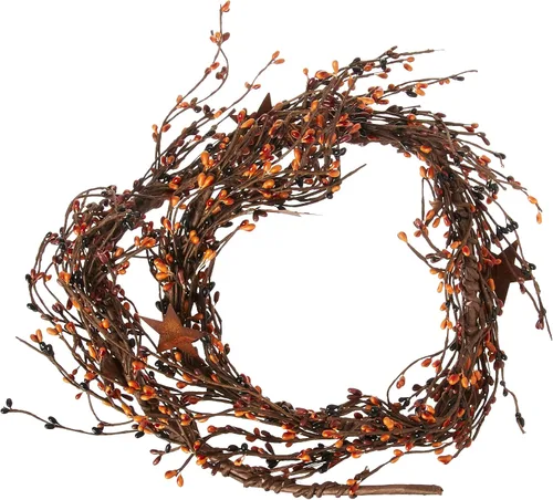 Vista 2 de CWI Pip Berry and Star Garland – 40 pulgadas – Guirnalda artificial para repisa de chimenea, arco, mesa y entrada – Color té envejecido