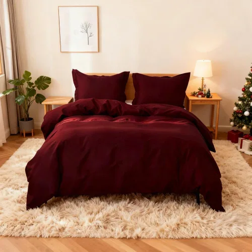 Vista 17 de Simple&Opulence - Juego de funda de edredón de lino francés 104"x 92" - 5 piezas (1 funda de edredón, 4 fundas de almohada) - Mezcla de lino natural