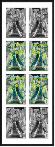Vista 45 de Marco de cómic blanco mate para cómics publicado entre 1938 y 1955 (marco de madera maciza de cómic de la edad dorada) hecho para mostrar 4 cómics