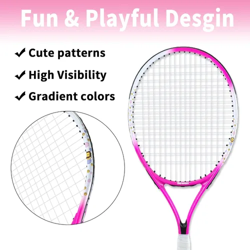 Vista 4 de Senston Kids Tennis Racket Set (17 & 23 Inch) - 1 Pack Junior Tennis Racquet, Lightweight Aluminum Frame, Includes Cover