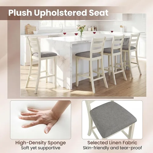 Vista 7 de NAFORT Bar Stools Set of 2, 25.5” Counter Height Bar Stools with Back, Upholstered Bar Stools for Kitchen Island Bar Restaurant, Bar Dining Chairs