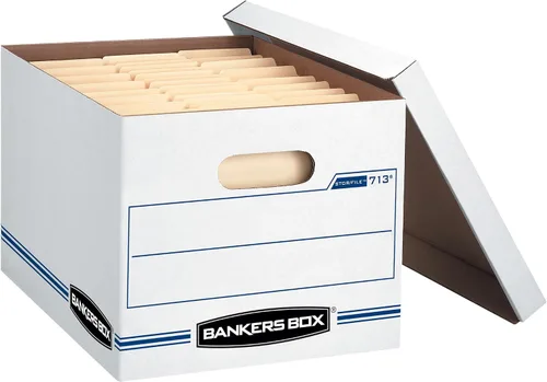 Vista 6 de Bankers Box Paquete de 12 Cajas de Almacenamiento de Archivos de Servicio Estándar, Ensamblaje Estándar, Tapa Removible, Carta/Legal (0071301)
