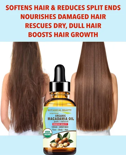 Vista 5 de Botanical Beauty Aceite de macadamia orgánico 100% puro y natural, virgen sin refinar, aceite portador prensado en frío para cara, piel, cuerpo