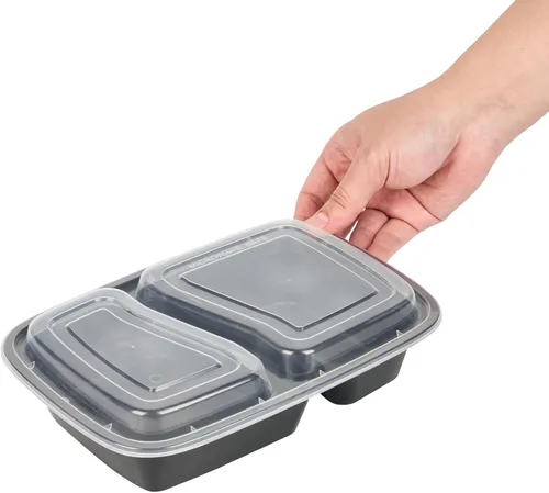 Vista 9 de Asporto - Cajas para llevar con compartimentos de 32 onzas, 50 recipientes para preparar comidas para microondas, 2 compartimentos, con tapas