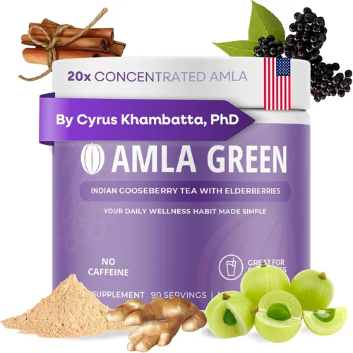 Vista 11 de Amla Powder & Immunity Blend Superfood Suplemento con saúco, 20 veces amla ultra concentrado, apoyo inmunológico, hecho con jengibre, canela, menta