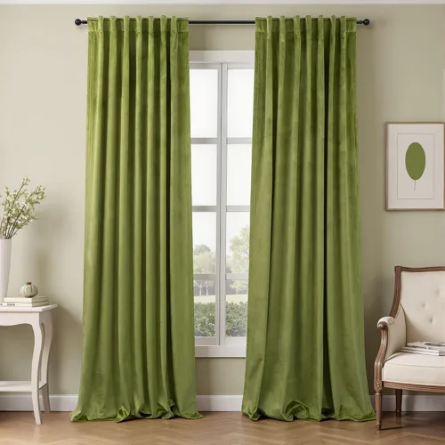 Vista 15 de Cortinas de terciopelo opacas para oscurecer la habitación de 63 pulgadas de largo para sala de estar, comedor, 2 paneles, privacidad pesada