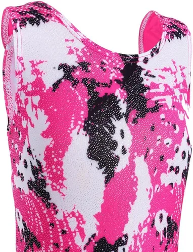 Vista 3 de TFJH E Leotardos para gimnasia y niñas, conjuntos de ropa de práctica con pantalones cortos coleteros