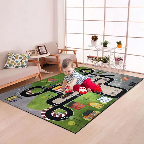 Vista 2 de Alfombra de juego para niños, alfombra educativa de tráfico para niños, alfombra de tráfico de dibujos animados de bebé, alfombra ideal para jugar