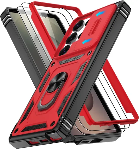 Vista 188 de Gritup Funda para Google Pixel 6 con cubierta deslizante para cámara y protector de pantalla (2 unidades), soporte de anillo giratorio 360°, funda