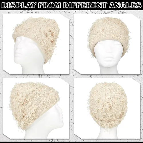 Vista 4 de Chuarry Distressed Knitted Beanie Fuzzy Winter Hat Albaricoque surtido