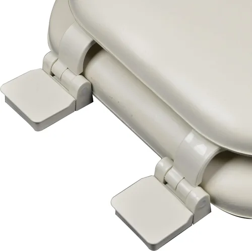 Vista 4 de 6Q1E2-01 Asiento de inodoro suave premium con núcleo de madera incluye bisagra Vari-Adjust Lok-Down Release 'N' Clean, alargada, hueso