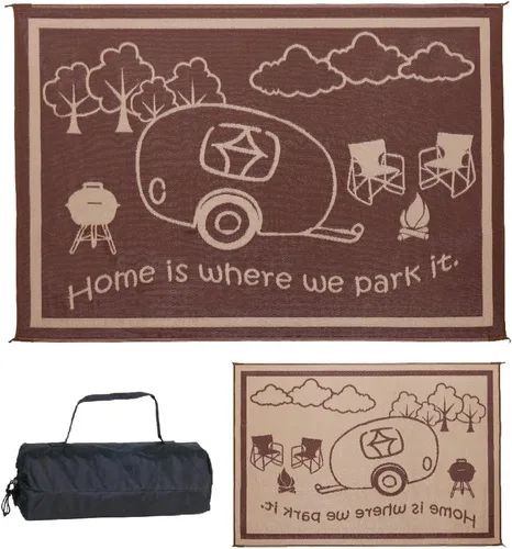 Vista 6 de Stylish Camping Ming's Mark RH8111 - Tapete reversible para casa rodante, 8 x 11 pies, negro/blanco