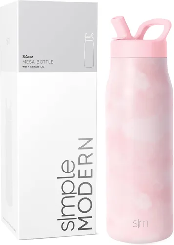 Vista 20 de Simple Modern Botella de agua con tapa de pajilla Termo de acero inoxidable aislado Botellas de agua reutilizables para viajes para gimnasio