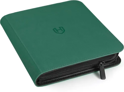 Vista 27 de Carpeta de tarjetas de 4 bolsillos con cremallera, 288 bolsillos para tarjetas comerciales Premium PU Cover, Side Loading, Ringless Card Binder