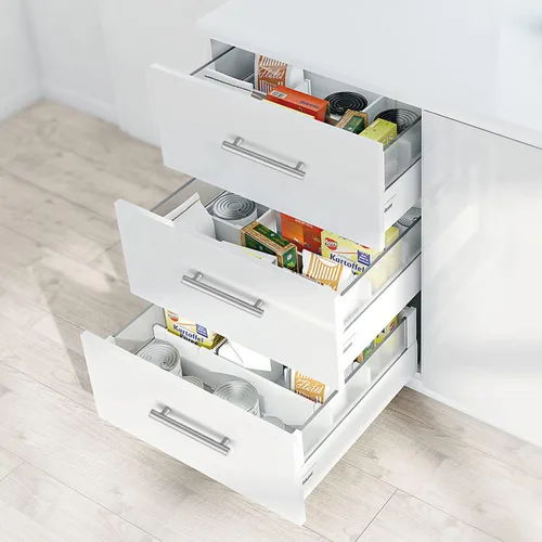 Vista 5 de Flexzion Paquete de 25 manijas plateadas para cajones de cocina de 6 pulgadas, 3.7 pulgadas entre agujeros, barra en T de acero inoxidable