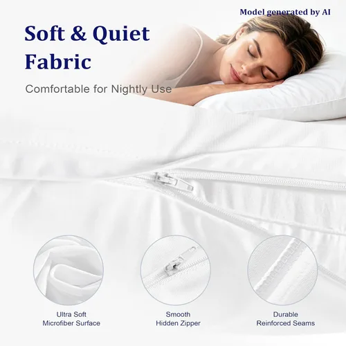 Vista 4 de BEDSUM Protectores de almohada impermeables estándar, paquete de 4, 20 x 26