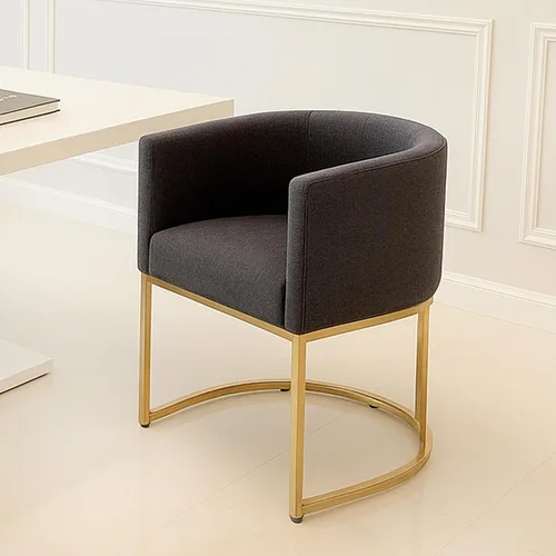 Vista 29 de HNY Silla de comedor moderna de mediados de siglo tapizada en forma de barril, negra, con brazos, silla de cocina y comedor de cuero, silla auxiliar