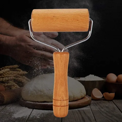 Vista 2 de Rodillo de pastelería y pizza Baker Roller Utensilios de cocina de madera para hornear (2)