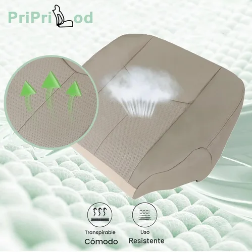 Vista 5 de Priprilod Funda de asiento de repuesto inferior del lado del conductor de cuero de microfibra perforado color tostado #152 compatible con Cadillac