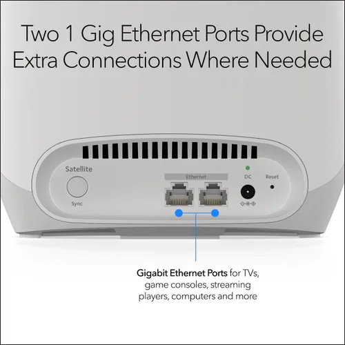 Vista 5 de NETGEAR Orbi Full Home Tri-Band Mesh WiFi 6 Satélite adicional (RBS760) - Funciona con tu sistema Orbi WiFi 6 - Características de seguridad - Añade