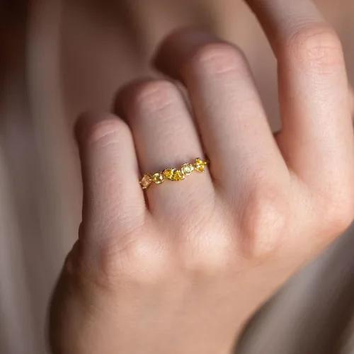 Vista 6 de Local Eclectic Shades of You - Anillo de piedra natal ombré, chapado en oro amarillo de 14 quilates, regalo de cumpleaños, graduación, dama de honor