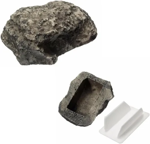 Vista 3 de Hideaway - Estuche para llaves de repuesto, diseño de camuflaje y piedra falsa, decoración de roca falsa para jardín al aire libre
