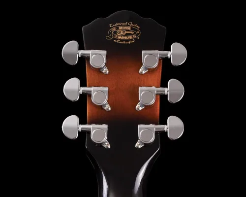 Vista 13 de Washburn Festival EA15 Mini Jumbo Cutaway, guitarra eléctrica acústica, ráfaga de tabaco Parte superior de arce figurada; Mini corte gigante