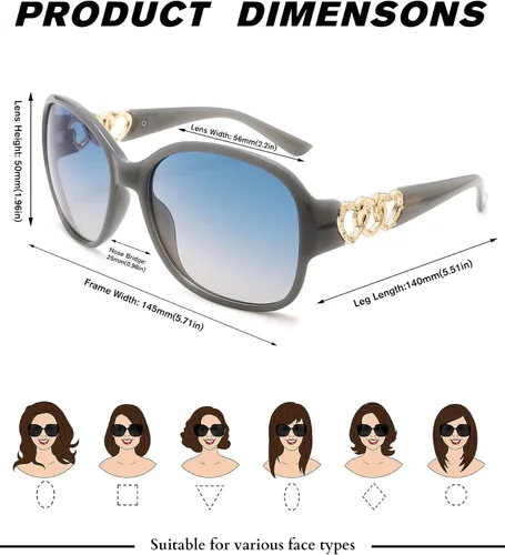 Vista 4 de Pro Acme Gafas de sol redondas de moda para mujer, con marco de moda, protección UV400