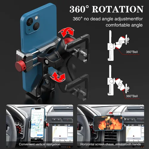 Vista 6 de Soporte de teléfono de ventilación de aluminio para vehículo Ford F150 (2015-2020) Expedition (2018-2021), Super Duty (2017-2021) 360° Rotation