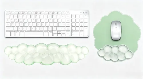 Vista 22 de Alfombrilla para mouse con reposamuñecas, juego de almohadillas de mouse de gel suave con soporte de muñeca de mano, bonitos accesorios