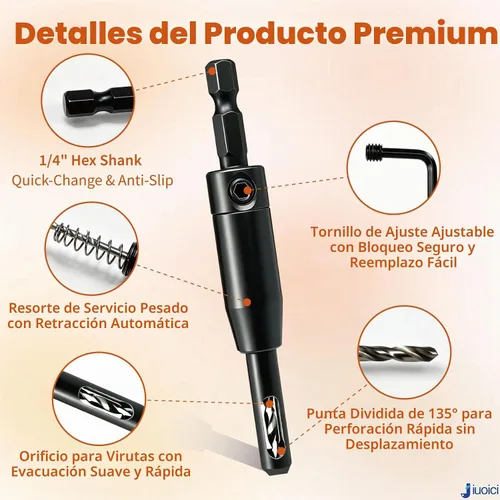 Vista 5 de Broca de bisagra autocentrante mejorada, juego de brocas VIX, acero de alta velocidad
