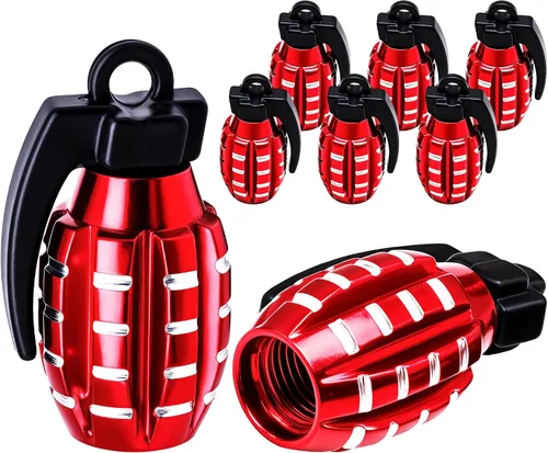 Vista 36 de 4 tapas de válvula de neumático, cubiertas universales de válvula de neumático de aleación de aluminio para automóviles, camiones, SUV, Negro