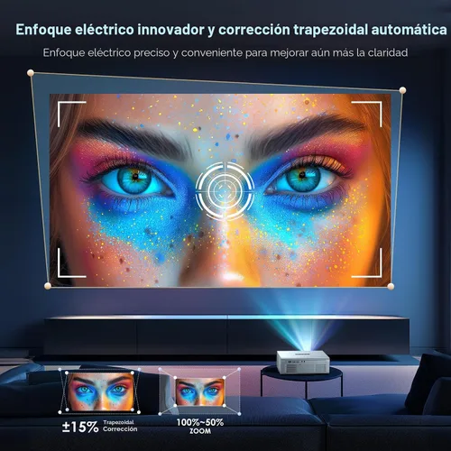 Vista 6 de [Enfoque eléctrico] Proyector de soporte 4K con WiFi6 y Bluetooth 5.3, proyectores exteriores para uso de video exterior, proyector de película