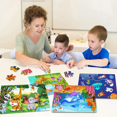 Vista 5 de Rompecabezas para niños de 3 a 5 años, rompecabezas de madera de 24 a 30 piezas para niños pequeños, rompecabezas educativos de 3, 4, 5, 6 años
