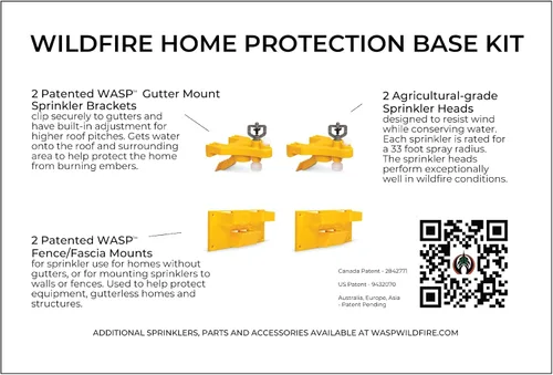 Vista 4 de WASP Kit de base de protección contra incendios forestales - 2 aspersores de techo con canalón, pared o montaje de valla - Empapa la azotea